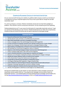 The Shareholder Activist  Campaign Planning Checklist for Investor Action