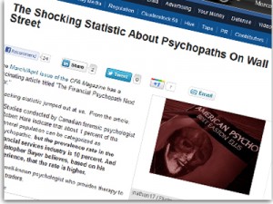 TheShareholderActivist.com Blogger Featured in CFA Magazine Piece on Financial Psychopaths