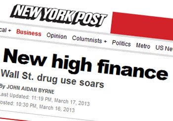 New high finance Wall St. drug use soars